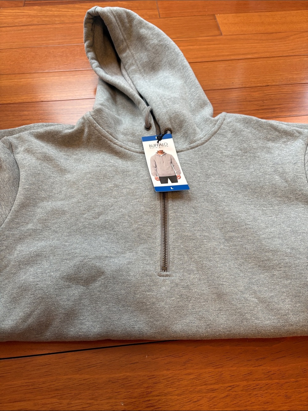 Buffalo David Bitton Light Gray Half-Zip Hoodie Sweatshirt
